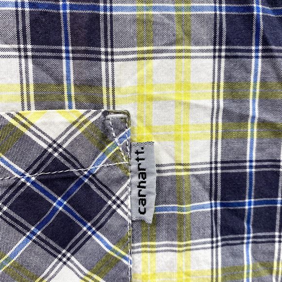 Carhartt Shirt Adult Size 2XL Yellow Plaid Relaxed Fit Short Sleeve Dungaree Men - Picture 7 of 13